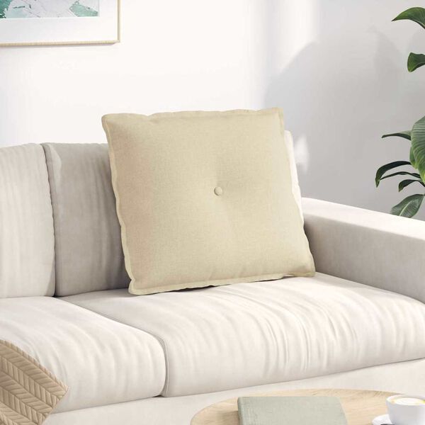 vidaXL R&uuml;ckenkissen Creme 60 x 19 x 50 cm Stoff