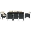 vidaXL Garten Essgruppe mit Kissen 9 pcs Schwarz Poly-Rattan