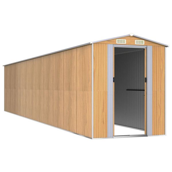 vidaXL Ger&auml;teschuppen Hellbraun 192x938x223 cm Verzinkter Stahl