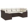 vidaXL Gartensofa-set 6 stk. Braun und Creme Poly-Rattan