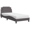 vidaXL Bett mit Matratze Zadar Grau 90x190 cm Kunstleder
