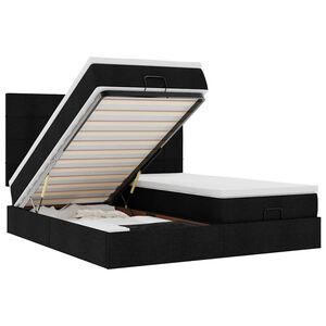 vidaXL Ottoman-Bett mit Matratzen & LEDs Schwarz 180x200 cm Stoff