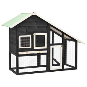 vidaXL Kaninchenstall Grau und Wei&szlig; 140x63x120 cm Tanne Massivholz