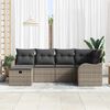 vidaXL Garten-Sofa-Set mit Kissen mit Speicher 6 pcs Grau Poly Rattan