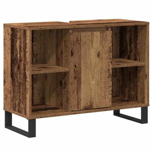vidaXL Badezimmerschrank mit T&uuml;r Altholz 80 x 33 x 60 cm Holzwerkstoff