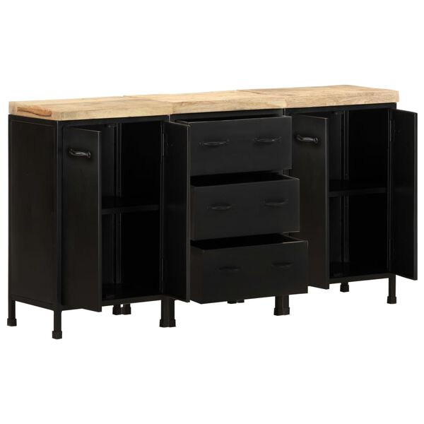 vidaXL Sideboard mit 3 Schubladen und 4 Türen Raues Mangoholz