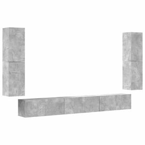vidaXL 7-tlg. TV-Schrank-Set Betongrau Holzwerkstoff