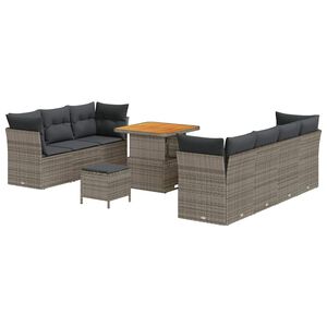 vidaXL Gartensofa-set 10 pcs Grau Poly-Rattan