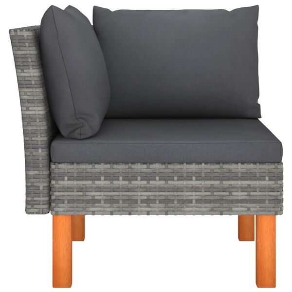 vidaXL Ecksofa Poly Rattan und Eukalyptus Massivholz
