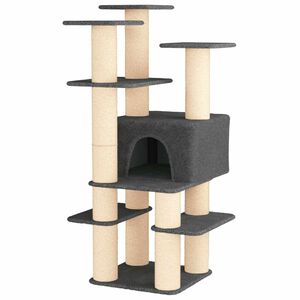 vidaXL Katzennbaum mit Sisal-Kratzs&auml;ulen Dunkelgrau 161 cm