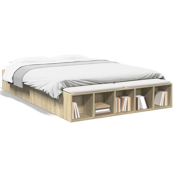 vidaXL Bettgestell Sonoma-Eiche 140x200 cm Holzwerkstoff