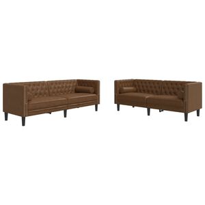 vidaXL 2-tlg. Chesterfield-Sofa-Set Braun Kunstleder Wildleder-Optik