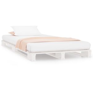 vidaXL Palettenbett Wei&szlig; 75x190 cm Massivholz Kiefer
