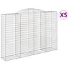 vidaXL Gabionen mit Hochbogen 5 Stk. 300x50x200/220cm Verzinktes Eisen