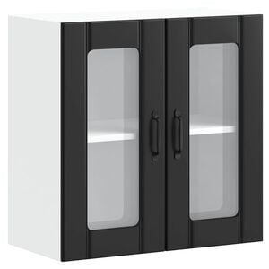 vidaXL K&uuml;chen-H&auml;ngeschrank mit Glast&uuml;r Lucca Schwarz Holzwerkstoff