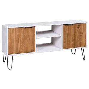 vidaXL TV-Schrank New York Wei&szlig; und Natur Massivholz Kiefer
