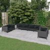 vidaXL 8-tlg. Garten-Lounge-Set mit Kissen Poly Rattan Dunkelgrau