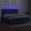 vidaXL Boxspringbett mit Matratze & LED Blau 200x200 cm Stoff