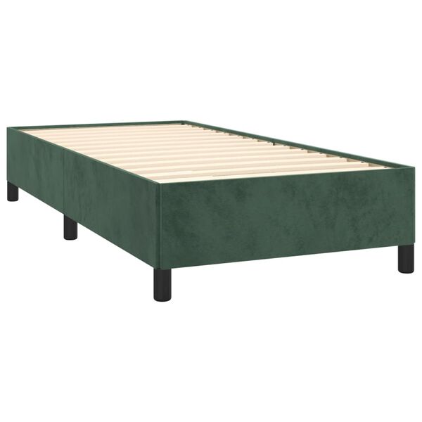 vidaXL Boxspringbett mit Matratze Dunkelgr&uuml;n 100x200 cm Samt