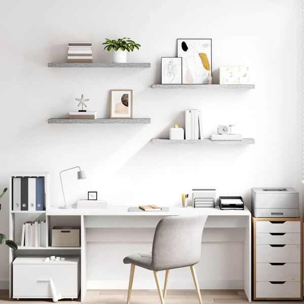 vidaXL Schweberegale 4 Stk. Betongrau 90x23,5x3,8 cm MDF