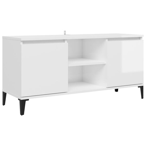 vidaXL TV-Schrank mit Metallbeinen Hochglanz-Weiß 103,5x35x50 cm