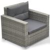 vidaXL 6-tlg. Garten-Lounge-Set mit Auflagen Poly Rattan Grau