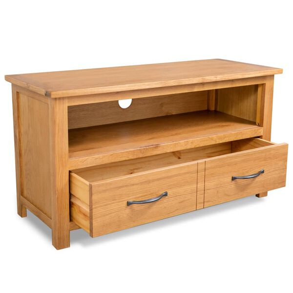 vidaXL TV-Schrank 90x35x48 cm Massivholz Eiche