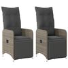vidaXL Gartensessel mit Kissen 2 Stk. Verstellbar Grau Poly Rattan