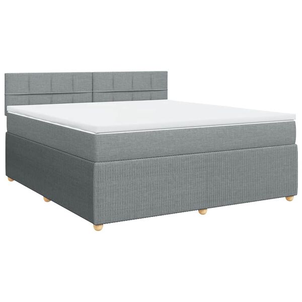vidaXL Boxspringbett mit Matratze Hellgrau 180x200 cm Stoff