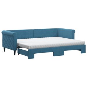 vidaXL Tagesbett Ausziehbar mit Matratzen Blau 80x200 cm Samt