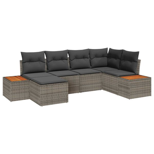 vidaXL Gartensofa-set mit Kissen 6 pcs Grau Poly-Rattan