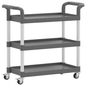 vidaXL Rollwagen mit 3 Etagen Grau 77x34x72 cm Aluminium