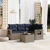 vidaXL 5-teiliges Gartensofa-Set mit Kissen, grau, Polyrattan
