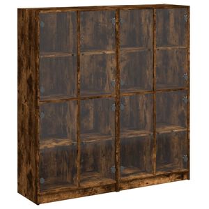 vidaXL B&uuml;cherschrank mit T&uuml;ren R&auml;uchereiche 136x37x142cm Holzwerkstoff