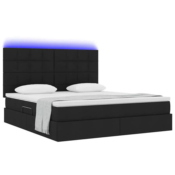 vidaXL Bett mit Stauraum und LED Schwarz 160 x 200 cm Polyester
