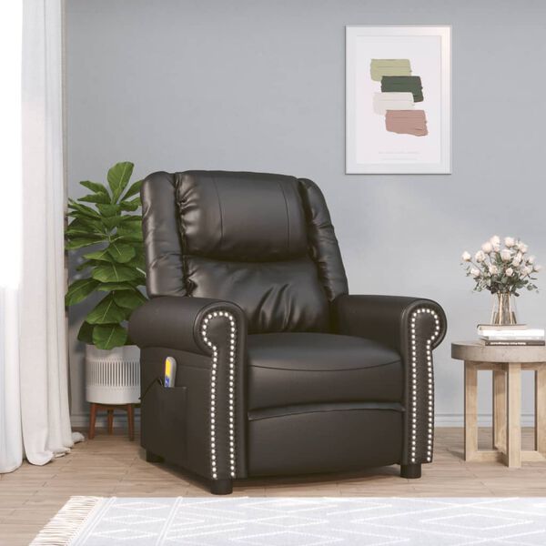vidaXL Massagesessel Schwarz Glänzendes Kunstleder