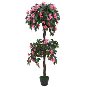 vidaXL K&uuml;nstliche Rhododendron-Pflanze mit Topf 155 cm Gr&uuml;n und Rosa