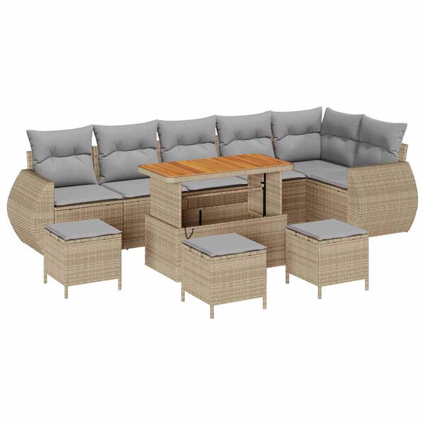 vidaXL Gartensofa-set 10 pcs Beige Poly-Rattan