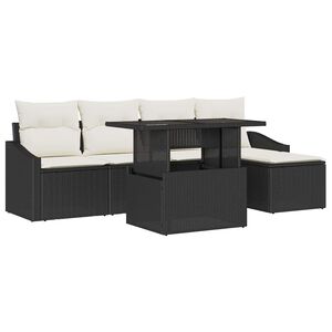 vidaXL Garten-Sofa-Set 6 stk. Schwarz und Creme Poly-Rattan