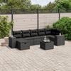 vidaXL 7-tlg. Garten-Sofagarnitur mit Kissen Schwarz Poly Rattan