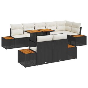 vidaXL Gartensofa-set 9 Stk. Schwarz und Beige