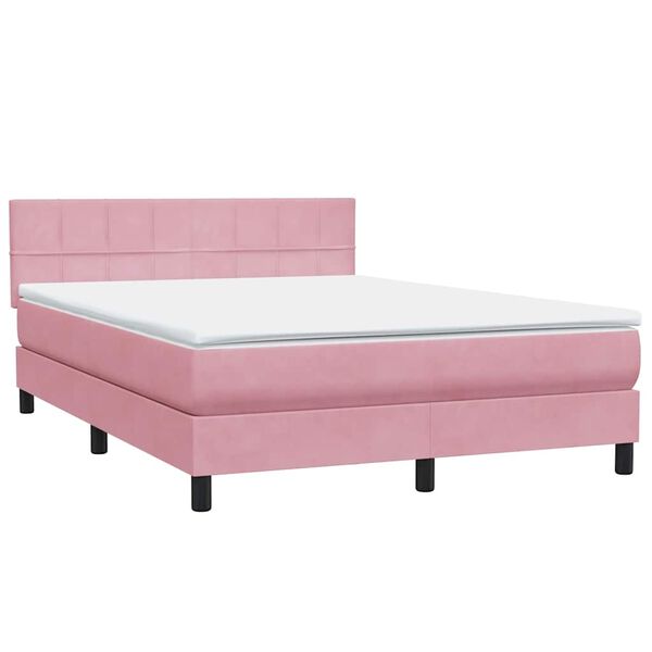 vidaXL Boxspringbett mit Matratze Rosa 160x220 cm Samt