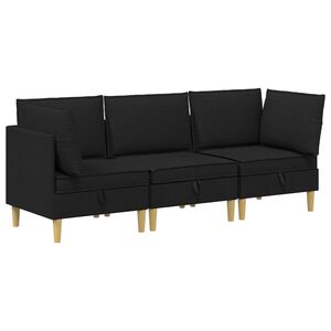 vidaXL Modular Sofa Set mit Stauraum 3 stk. Schwarz Stoff