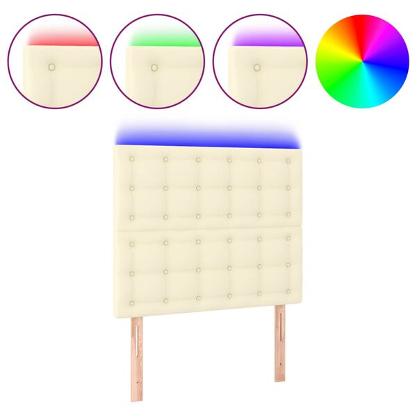 vidaXL LED Kopfteil Creme 80x5x118/128 cm Kunstleder