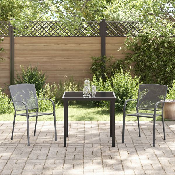 vidaXL Garten Essgruppe 7 pcs Anthrazit Pulverbeschichteter Stahl