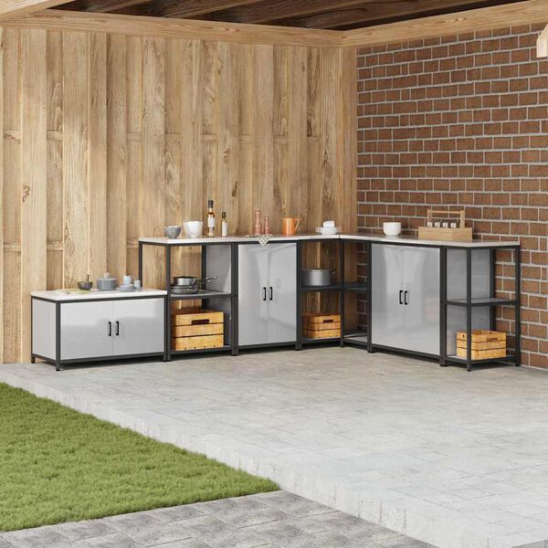 vidaXL K&uuml;chenaufbewahrung mit Regal Silber 60 x 50 x 92 cm Stahl