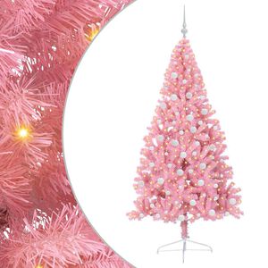vidaXL K&uuml;nstlicher vorbeleuchteter Weihnachtsbaum Rosa 180 cm PVC