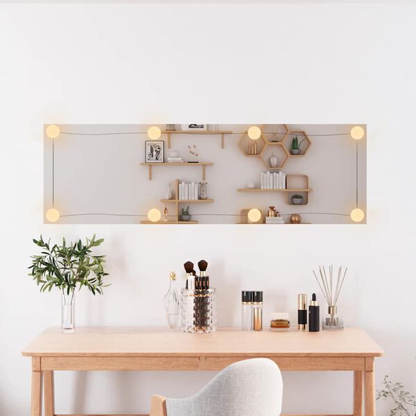 vidaXL Wandspiegel mit LED-Leuchten 30x100 cm Glas Rechteckig