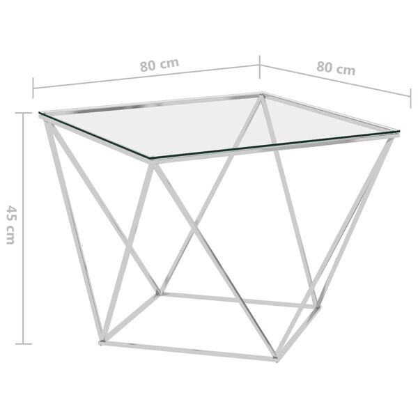 vidaXL Couchtisch Silbern 80x80x45 cm Edelstahl