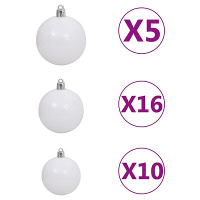 vidaXL Künstlicher Weihnachtsbaum LEDs & Kugeln Grün 210 cm PVC & PE